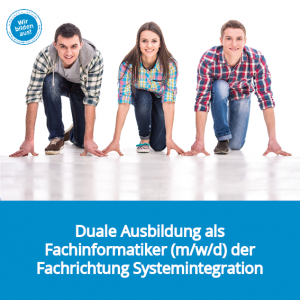 Gruppe junger Bewerber:innen in Startposition – symbolisch für den Berufsstart. Verlinkung zur Stellenanzeige Duale Ausbildung als Fachinformatiker (m/w/d) der Fachrichtung Systemintegration.